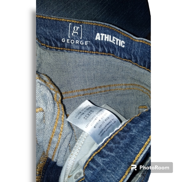 🤑Mens George Athletic Denim Jeans 32x32 *Stains* Good Work Jeans - Picture 3 of 3